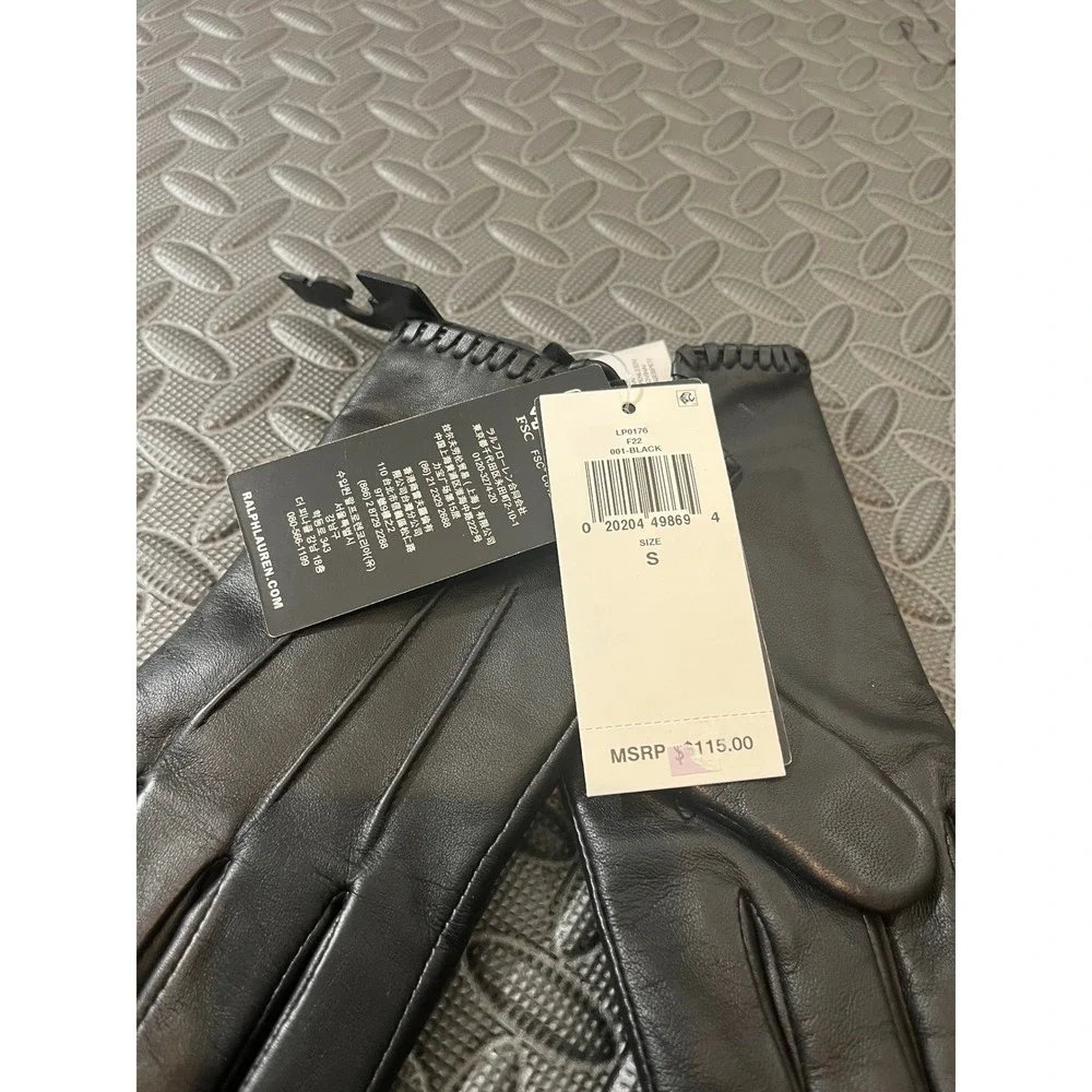 NWT Lauren Ralph Lauren Women's Leather Touchscreen 100% Sheep Gloves